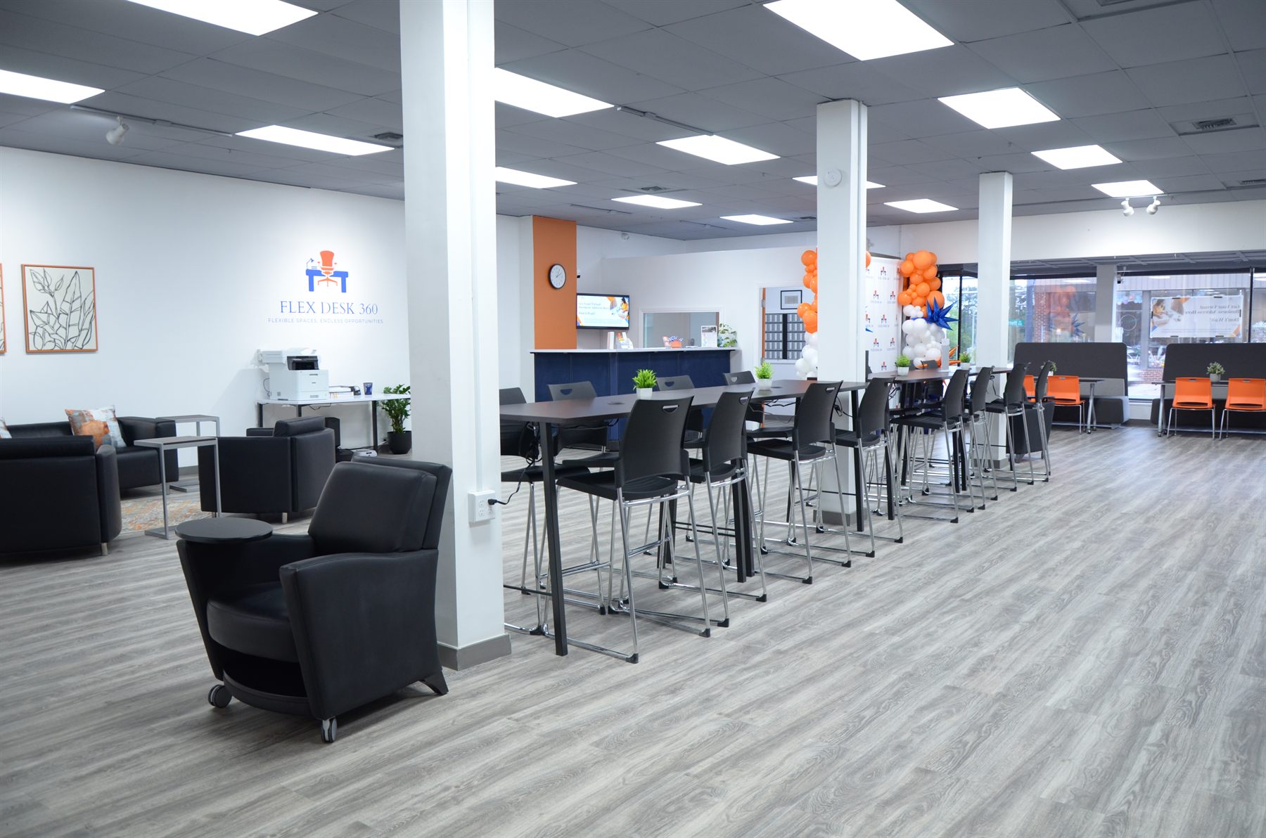Event-ready workspace at Flex Desk 360